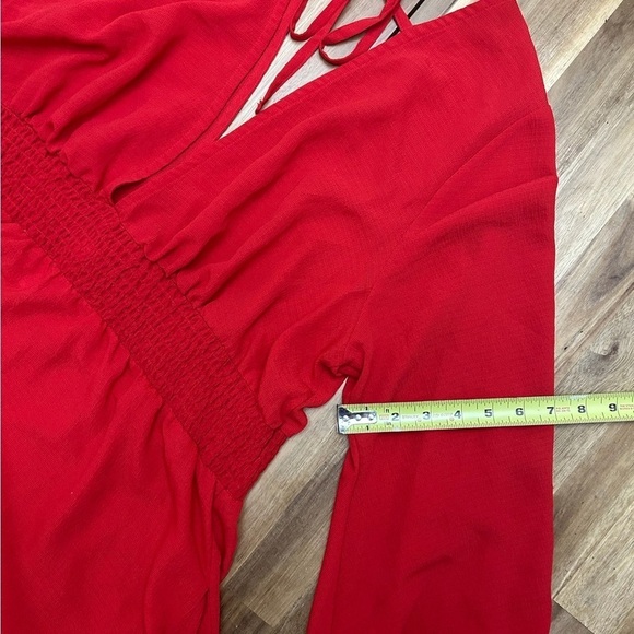 Cacique Swim Red Sheer Chiffon Tie Back Swim Dress Cover Up w/Pockets Sz 22/24 - Picture 8 of 9